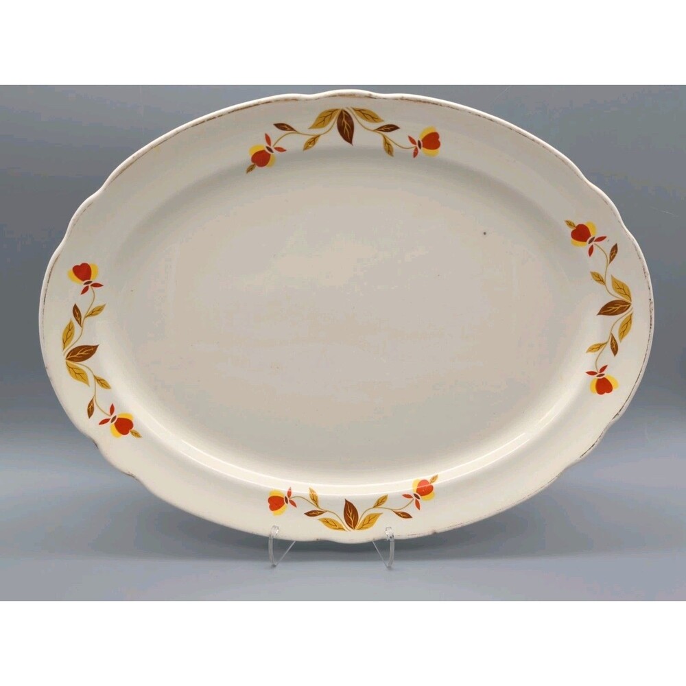 Vintage Hall China Jewel Autumn Leaf 13.5" Oval Serving Platter
